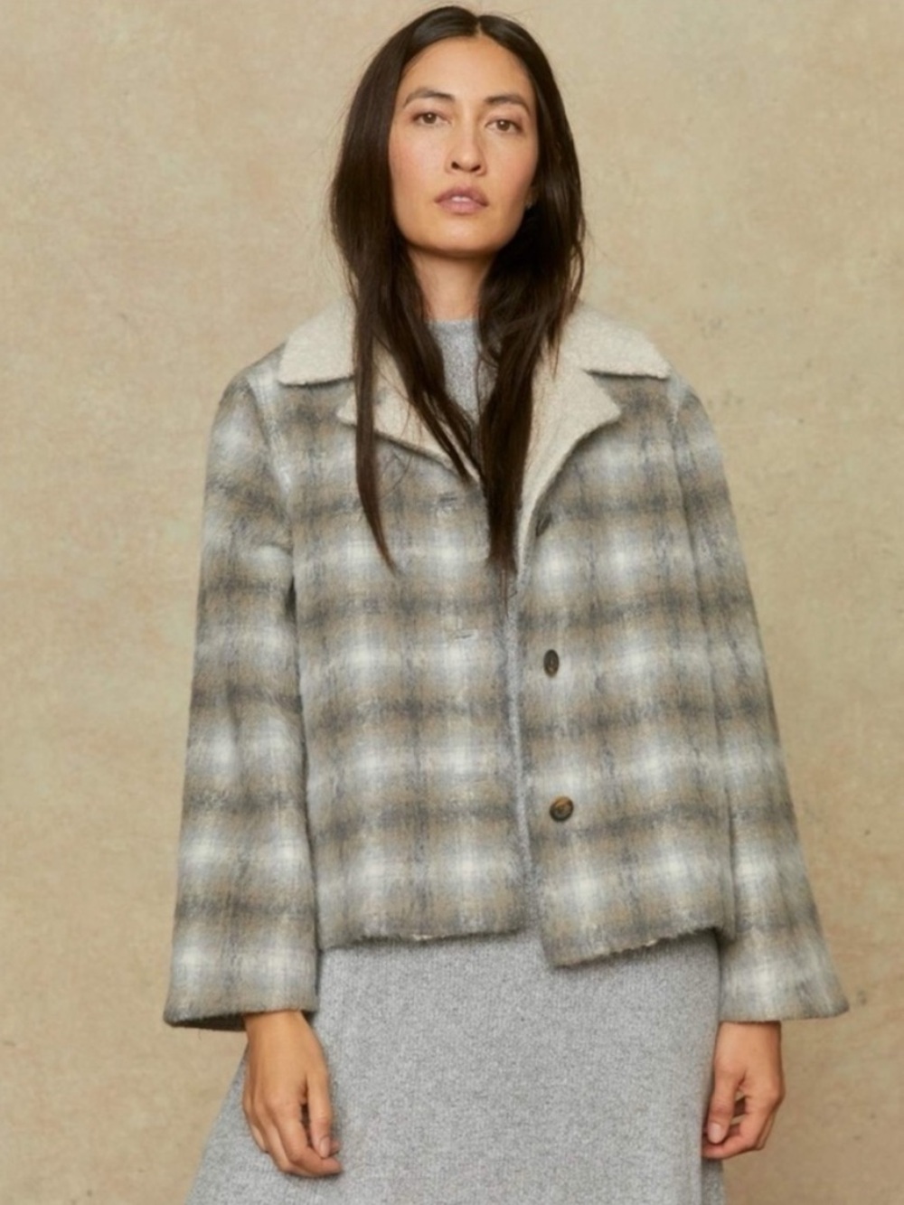 Christy Dawn Annika Wool Alpaca Jacket Pewter Plaid